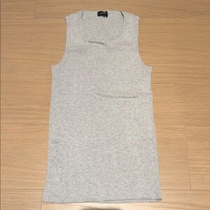 Minnie Rose Ribbed Knit Tank Top Grey‎ Sleeveless Scoop Neck Women's